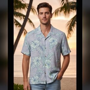 Tommy Bahama Island Modern Fit 100% Silk Floral Shirt‎ Size Medium